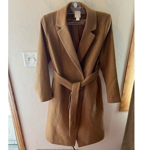 H&M tie-belt coat in dark beige size M